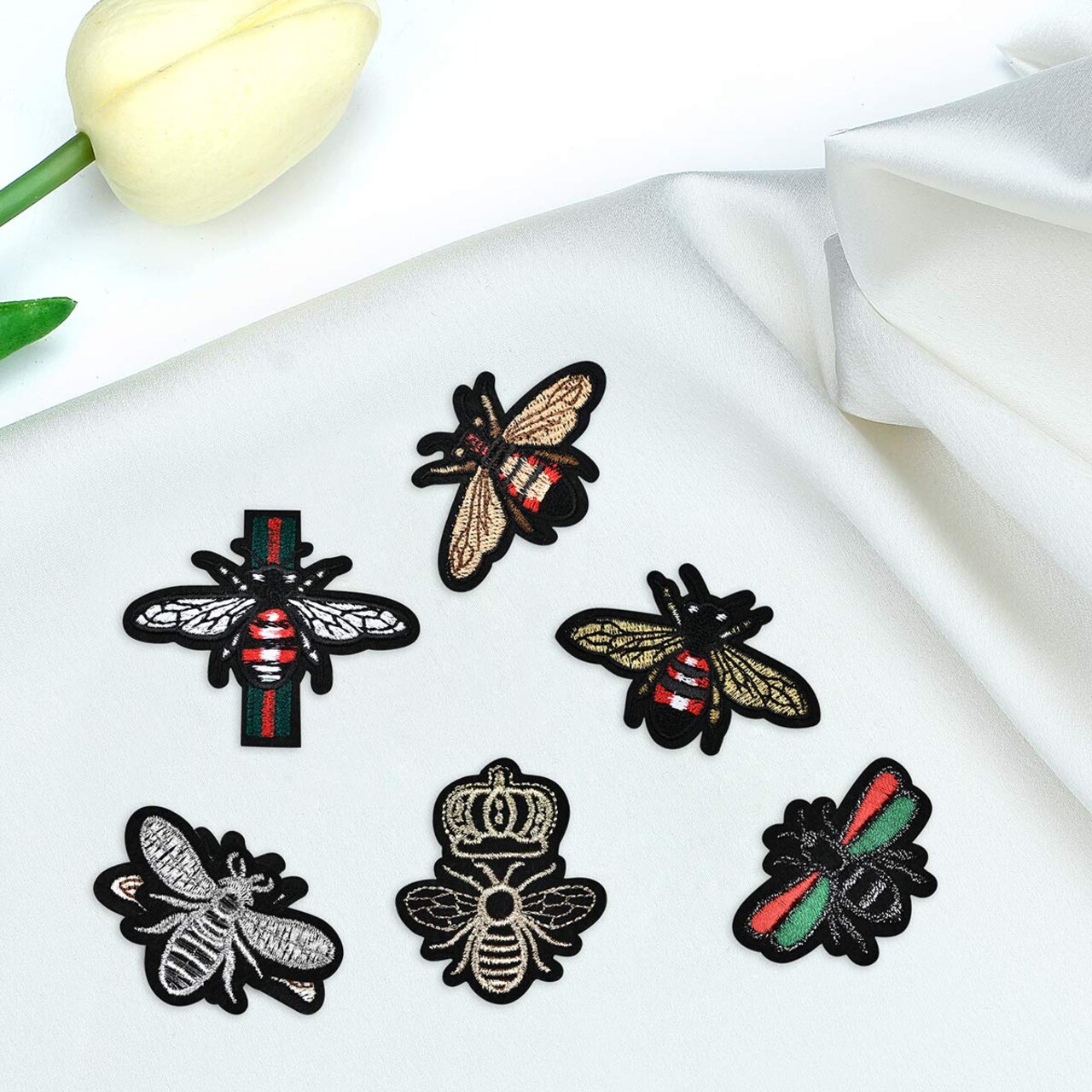 24 PCS Cute Insect Patches Applique Sew Iron on Embroidered Sewing Iron on Bees Patches Sewing Patch Bags Jackets Jeans Clothes Caps (K27_1)